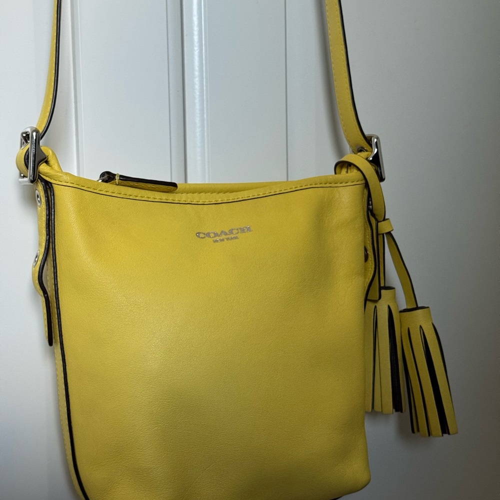 Coach Yellow Leather Crossbody Bag with Tassel